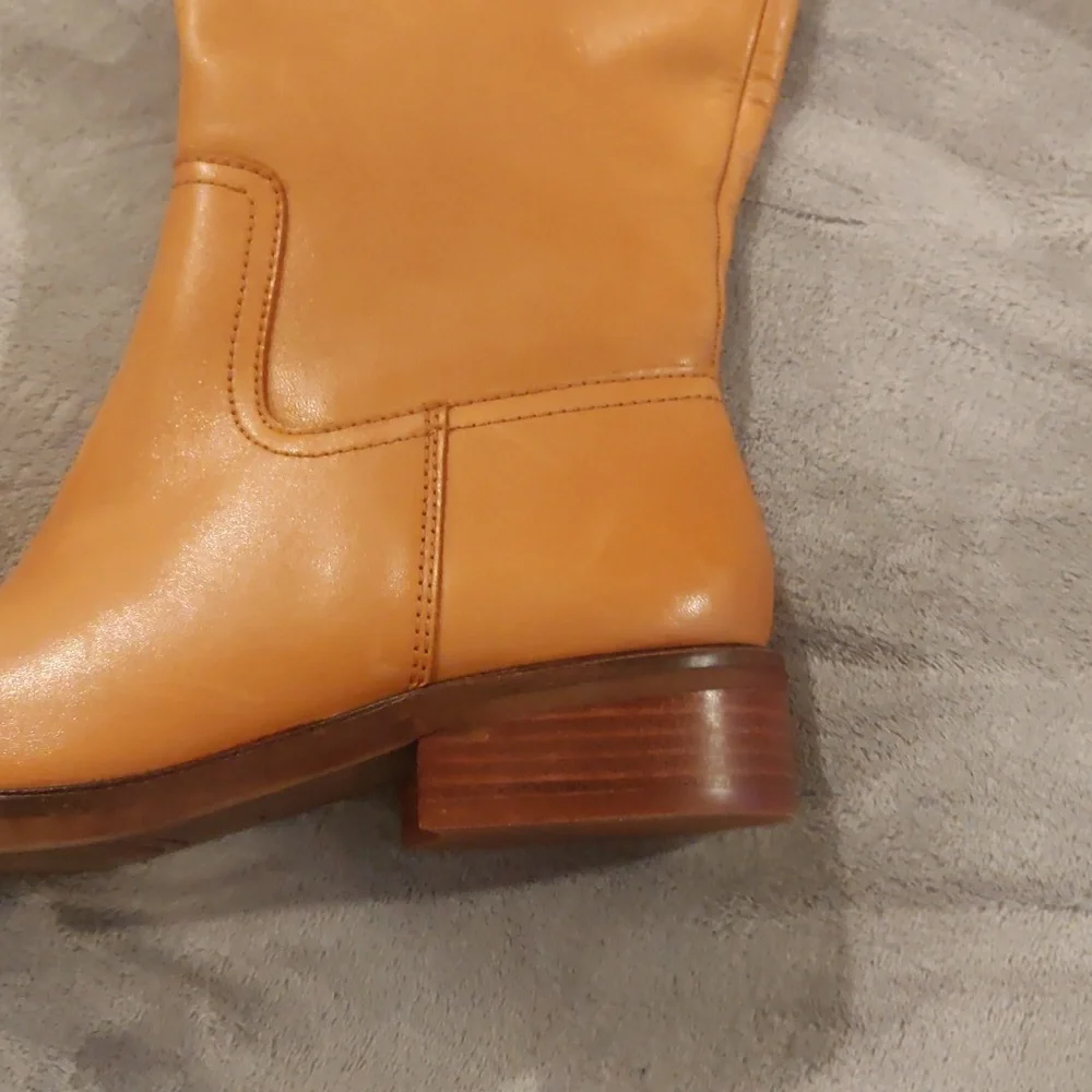 New!Vince Camuto camel leather knee boots Y2K Shabbychic Cottagecore Vintag - Picture 7 of 14